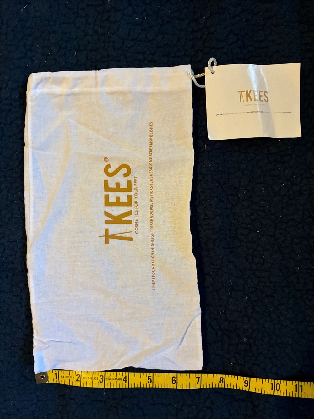 TKEES White Drawstring Dust Bag with Gold Logo